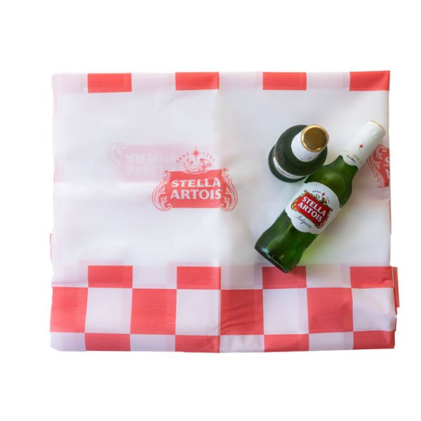 Stella Artois Beer Reusable Tablecloth: Perfect for Lobster Fest!